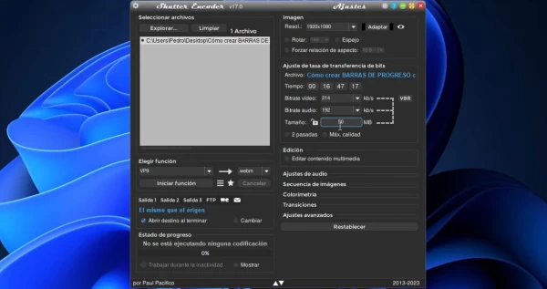 Ajustes para trabajar con vídeo en Shutter Encoder